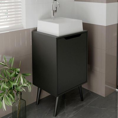 Gabinete Para Banheiro Pes Palito 1 Porta Bn3641 Preto Tecno Mobili Preto