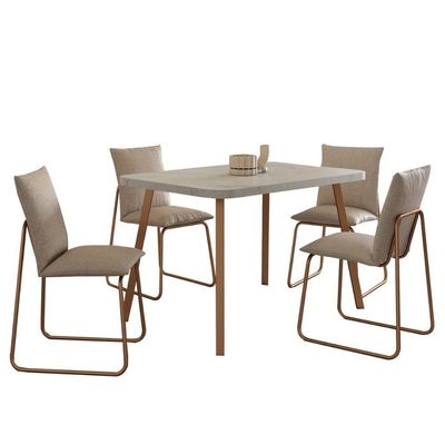 Conjunto Sala De Jantar 4 Cadeiras Monte-carlo Carraro Pet Ros