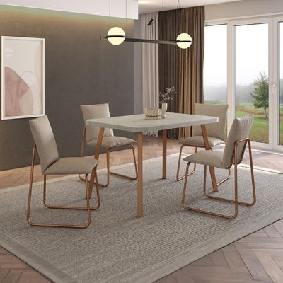 Conjunto Sala De Jantar 4 Cadeiras Monte-carlo Carraro Pet Ros