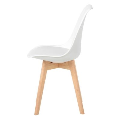 Kit Com 4 Cadeiras Leda Branca - Charles Eames Wood Com Almofada