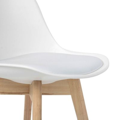 Kit Com 4 Cadeiras Leda Branca - Charles Eames Wood Com Almofada