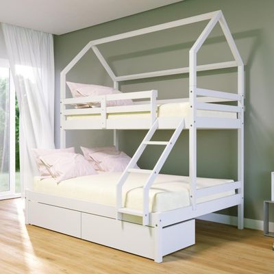 Beliche Casinha Casal/solteiro Slim Rb Com 02 Gavetas Madeira Maciça Branco Housin