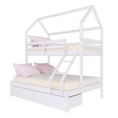 Beliche Casinha Casal/solteiro Slim Rb Com 02 Gavetas Madeira Maciça Branco Housin