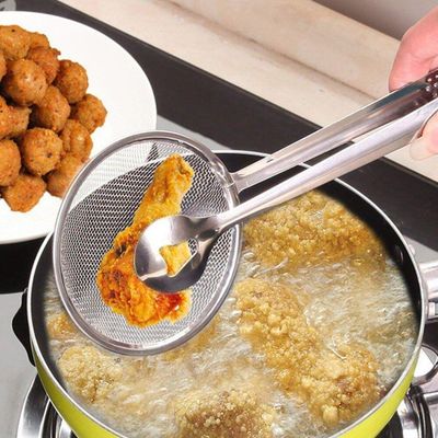 Escumadeira De Fritura Em Inox Pegador Escorredor Para óleo
