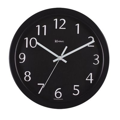 Relógio De Parede Alumínio 30cm Preto Herweg 6719 Preto
