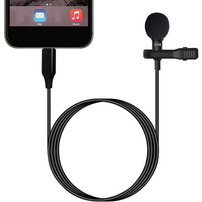 Microfone De Lapela Com Cabo 1.5m E Plug Usb Tipo C
