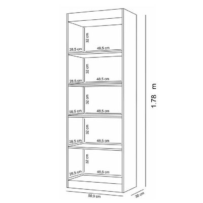 Estante Livreiro Multiuso 4 Prateleiras 1,78m Office Branco J&amp;a Branco