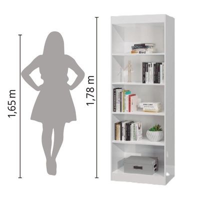 Estante Livreiro Multiuso 4 Prateleiras 1,78m Office Branco J&amp;a Branco