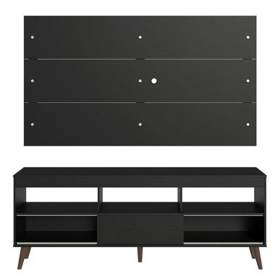 Rack Com Painel Para Tv Até 65 Polegadas Com Pés Preto Detroit Madesa Preto