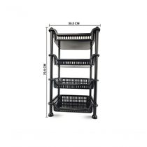 Prateleira Estante Fruteira Plástico Modular Multiuso 4 Andares Nitron Cozinha Lavanderia Cor:preto