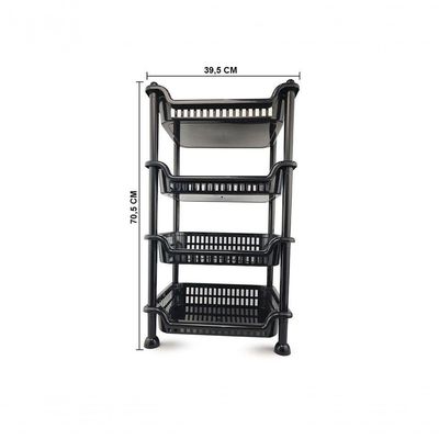 Prateleira Estante Fruteira Plástico Modular Multiuso 4 Andares Nitron Cozinha Lavanderia Cor:preto