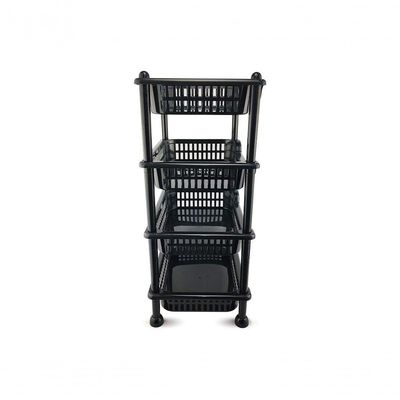Prateleira Estante Fruteira Plástico Modular Multiuso 4 Andares Nitron Cozinha Lavanderia Cor:preto