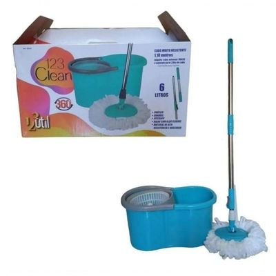 Mop Giratorio 360graus C-balde 6l Esfregão - 123util