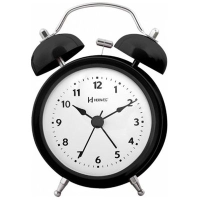 Relogio Despertador Retrô Herweg Analógico Preto 2707