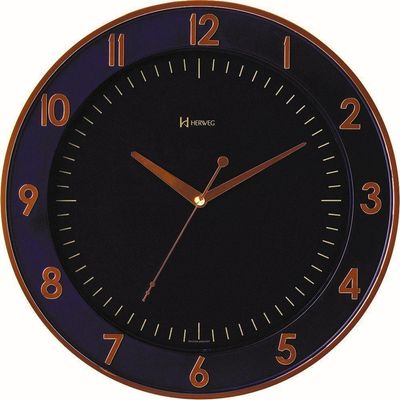Relógio Parede 35cm Preto Tic-tac Dourado Ouro Herweg 6803
