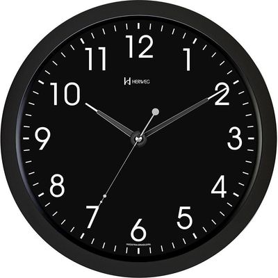 Relógio Parede Quarto Preto Com Luz Led Sensor Herweg 6809