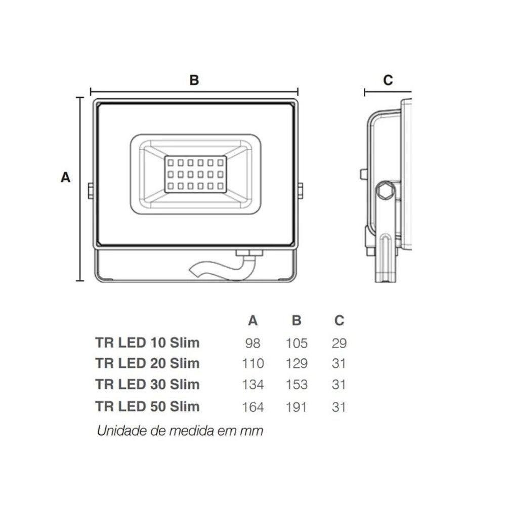 Refletor Taschibra Slim Led 10w 3000k Branco