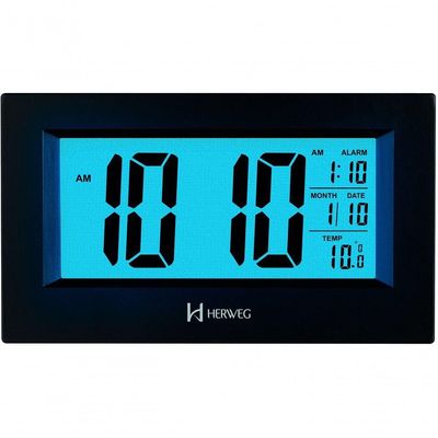 Relógio Despertador Digital Luz Noturna Preto Herweg 2972 Preto