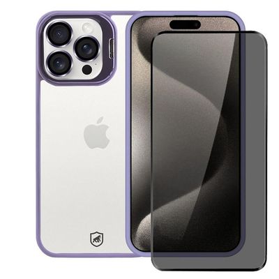 Kit Capa Gravity Lilás E Pelicula Defender Pro Privacidade Para Iphone 15 Pro - Gshield