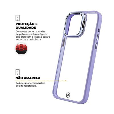 Kit Capa Gravity Lilás E Pelicula Defender Pro Privacidade Para Iphone 15 Pro - Gshield