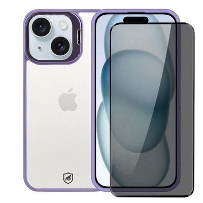 Kit Capa Gravity Lilás E Pelicula Defender Pro Privacidade Para Iphone 15 - Gshield