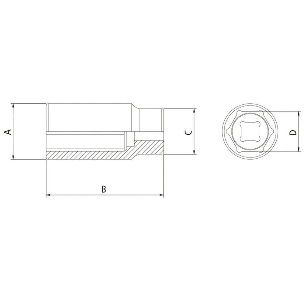 Soquete Sextavado Longo Em Aço Cromo Vanádio 9/16" - Encaixe 1/2" Tramontina Pro Tramontina