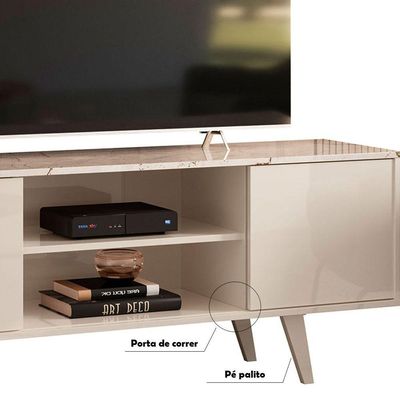 Rack Bancada Para Tv 55 Polegadas Líbano Calacata-off White