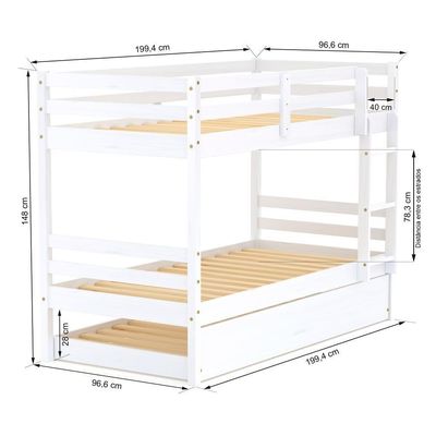Treliche Infantil Slim Rb Madeira Maciça Branco Housin