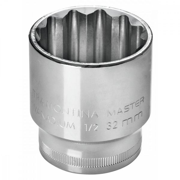 Soquete Estriado 27 Mm Encaixe 1/2" Tramontina Em Aço