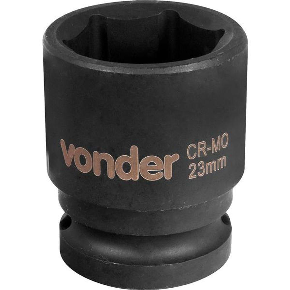 Soquete Sextavado Impacto Encaixe 1/2" 23Mm Aço Cromo Vonder