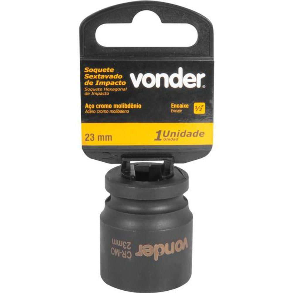 Soquete Sextavado Impacto Encaixe 1/2" 23Mm Aço Cromo Vonder