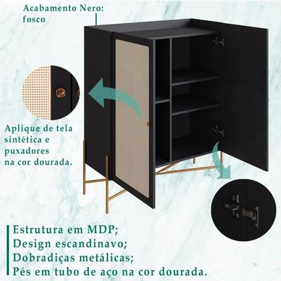 Balcao Cafe Bar 2 Portas 93 Cm Pes Metal 28929 Oslo Nero Artesano Nero