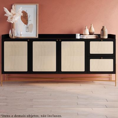 Aparador Balcao Buffet 183 Cm Pes Metal 28935 Oslo Nero Artesano Nero