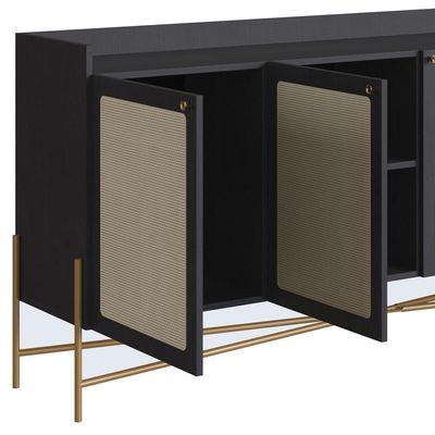 Aparador Balcao Buffet 183 Cm Pes Metal 28935 Oslo Nero Artesano Nero