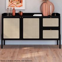 Aparador Balcao Buffet 139 Cm Pes Madeira 27969 Oslo Nero Artesano Nero