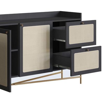 Aparador Balcao Buffet 183 Cm Pes Metal 28935 Oslo Nero Artesano Nero