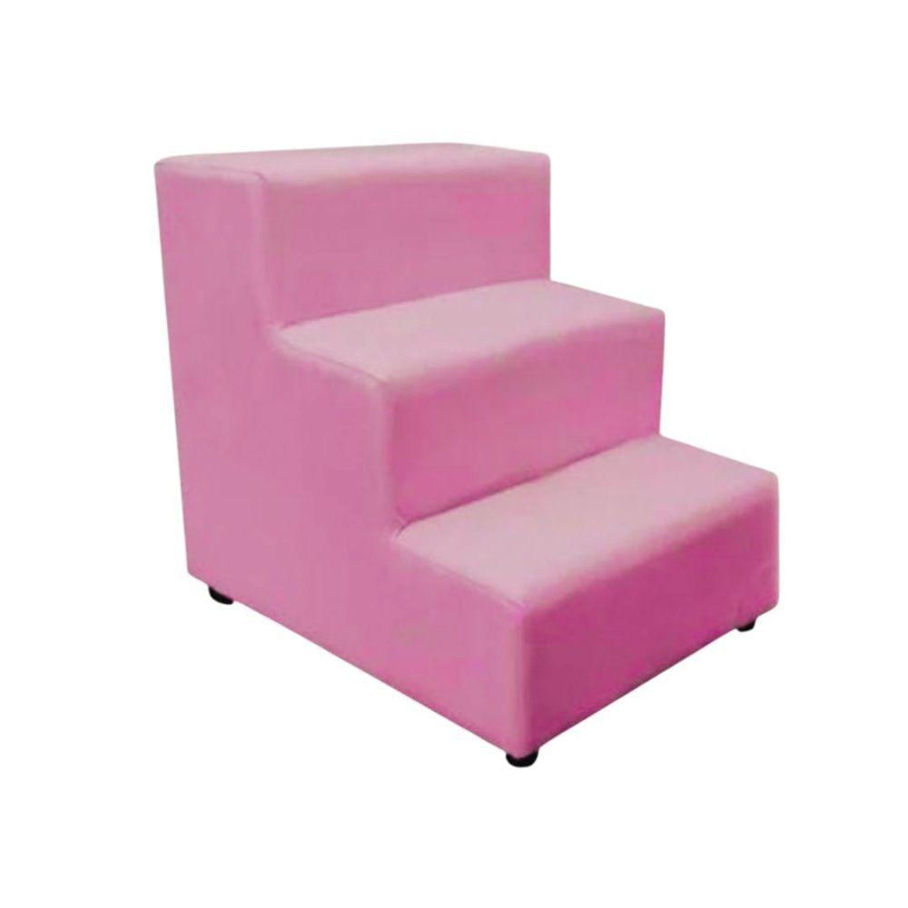 Escada Escadinha Petcachorro 3 Degraus Rampa Dog Suede Rosa