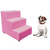 Escada Escadinha Petcachorro 3 Degraus Rampa Dog Suede Rosa
