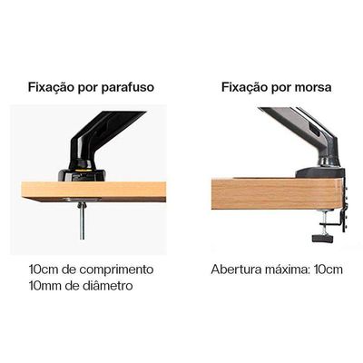Suporte Para Monitor Articulado 15 A 34 De Mesa Com Pistão A Gás F80 Nb