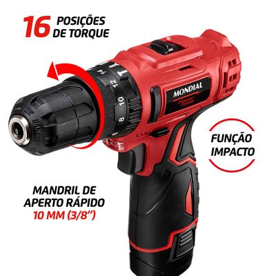 PI-11MA - Parafusadeira e Furadeira com Maleta BIVOLT - Mondial BIV