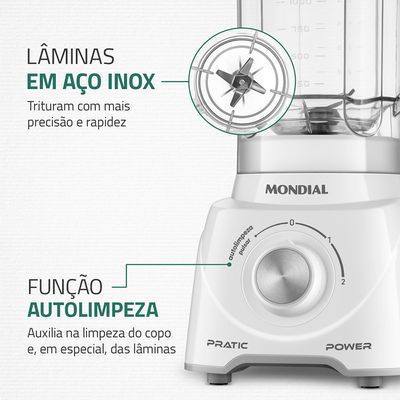 Liquidificador Pratic Power Mondial Branco - L-97-W 220V