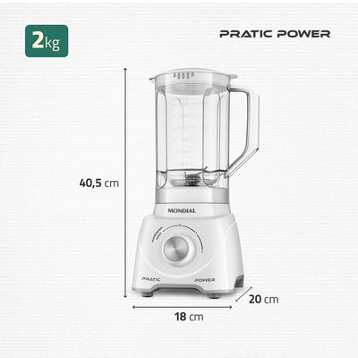 Liquidificador Pratic Power Mondial Branco - L-97-W 220V