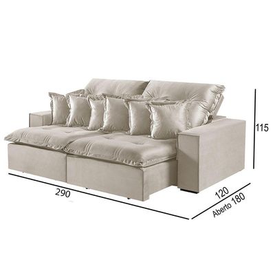 Sofá 5 Lugares Retrátil E Reclinável M-144 Veludo Martins Creme