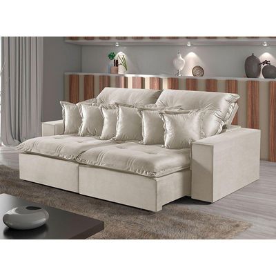 Sofá 5 Lugares Retrátil E Reclinável M-144 Veludo Martins Creme