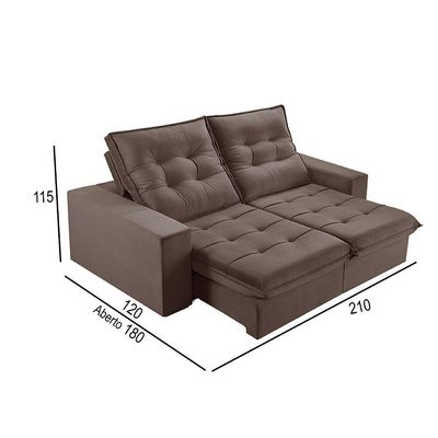 Sofá 2 Lugares Retrátil E Reclinável Martins M-166 Veludo Marrom