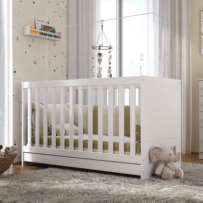 Berço 3 Em 1 Com Colchão Incluso Multimóveis Elza Fg2952 Branco