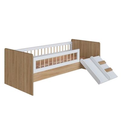 Cama Montessoriana Escada E Escorrega Aft010 Aveiro Oak Branco Comm Aveiro Oak Branco