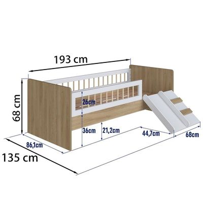 Cama Montessoriana Escada E Escorrega Aft010 Aveiro Oak Branco Comm Aveiro Oak Branco