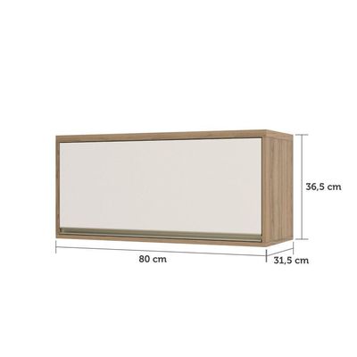 Armário Aéreo 80cm 1 Porta Basculante Mel Vanilla C/Pérola