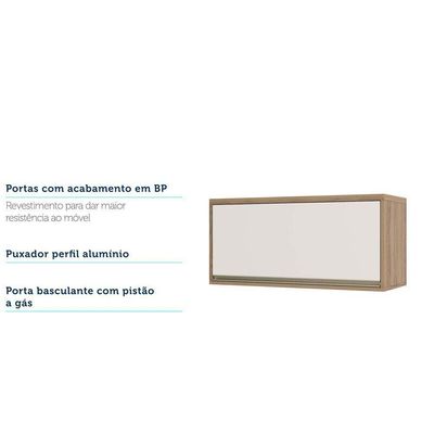 Armário Aéreo 80cm 1 Porta Basculante Mel Vanilla C/Pérola